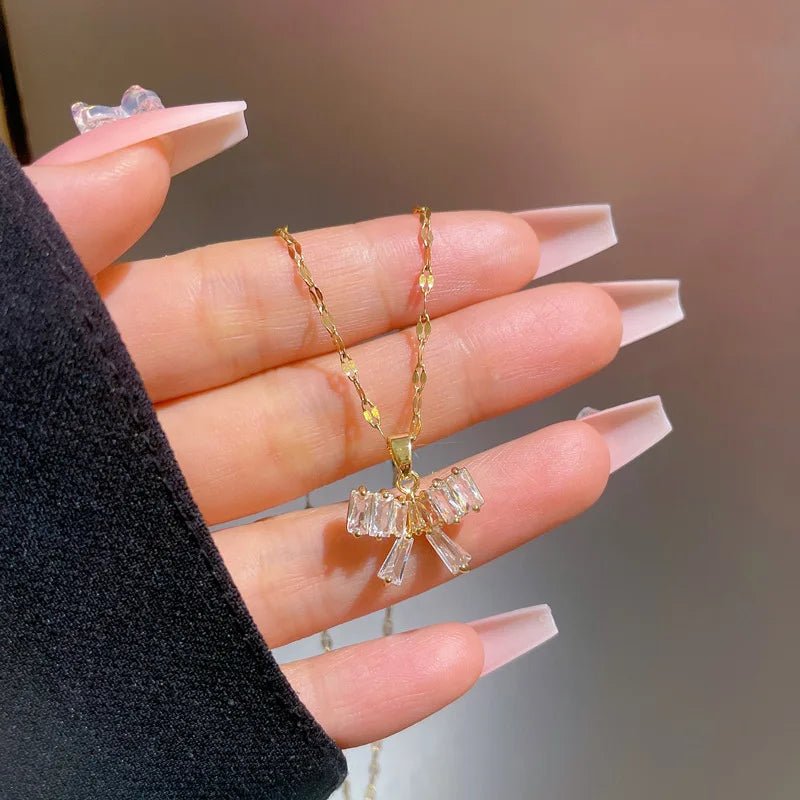 Butterfly Knot Copper Pendant Necklace | Gold Choker for Women Pendant Necklace Nixie