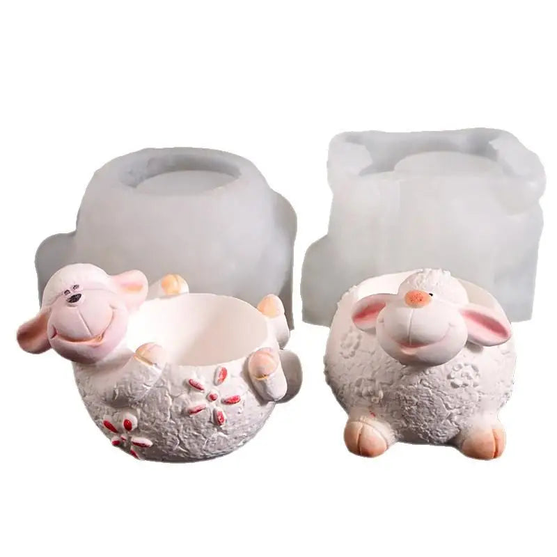 Sheep Flower Pot Silicone Mold – DIY Candle Resin Gypsum Craft Silicone Craft Mold Nixie