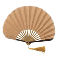 Japanese Folding Hand Fan – Bamboo & Cotton Linen | Nixie Folding Hand Fan Nixie Khaki