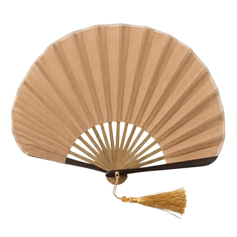 Japanese Folding Hand Fan – Bamboo & Cotton Linen | Nixie Folding Hand Fan Nixie Khaki