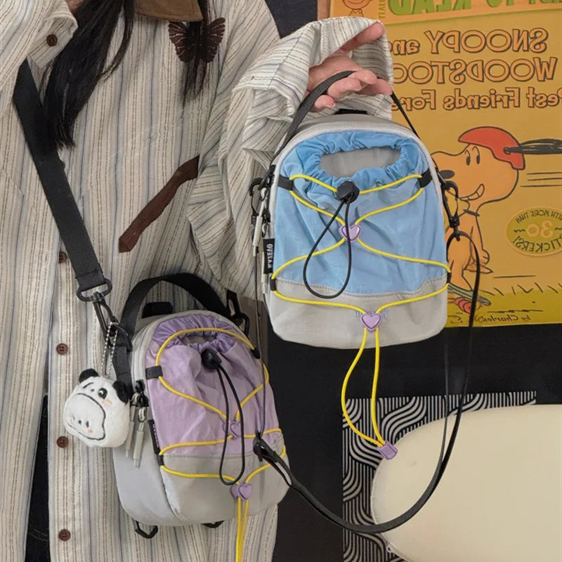 Nixie Color-Block Crossbody Bucket Bag – Waterproof Nylon Crossbody Bucket Bag Nixie