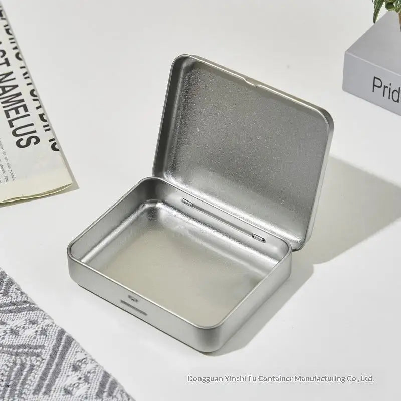 Mini Rectangular Tinplate Box – Portable Metal Tin Storage Case