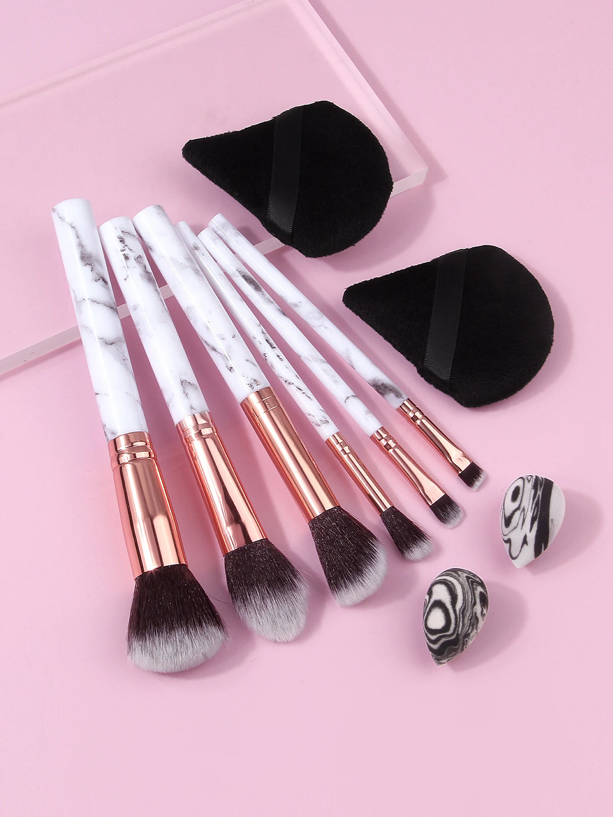 10-Piece Makeup Brush Set with Powder Puff & Sponge Makeup Brush Set Nixie