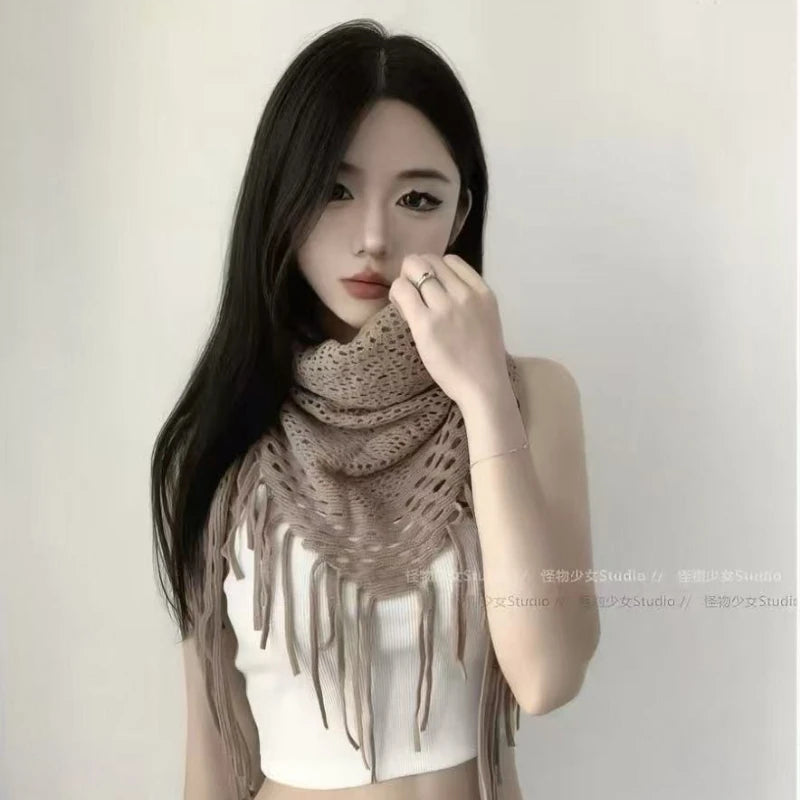 Bohemian Tassel Knit Triangle Hip Scarf – Jazz Dance Wrap Dance Hip Wrap Scarf Nixie