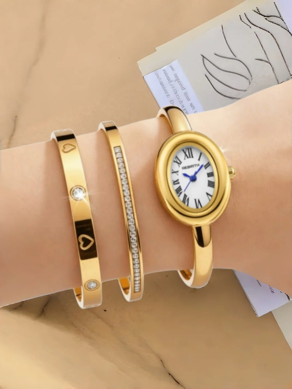 REBIRTH 3-Piece Watch & Jewelry Set – Casual Fashion Watch Jewelry Set Nixie