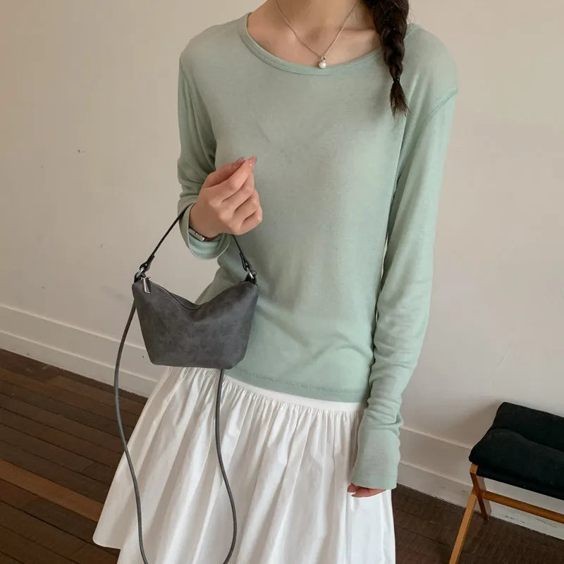 Nixie Vintage Suede Dumpling Crossbody Bag | Korean Style Crossbody Handbag Nixie Black