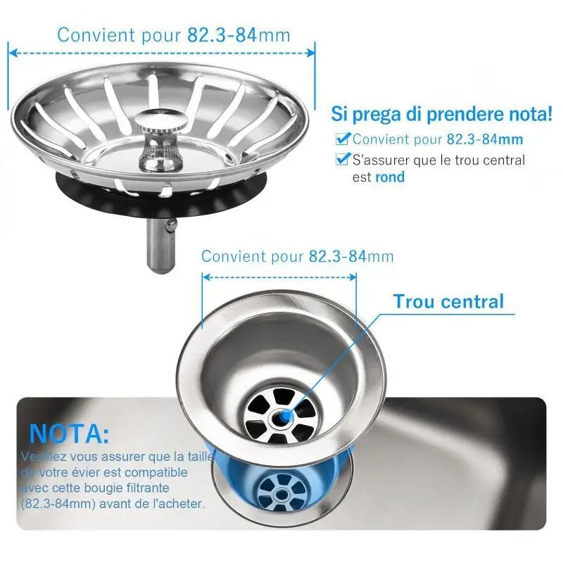 82mm Stainless Steel Sink Drain Strainer & Hair Catcher Sink Drain Strainer Nixie