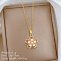 Flower Pendant Choker Necklace – Gold Stainless Steel & Zircon Pendant Choker Necklace Nixie XL2606-967