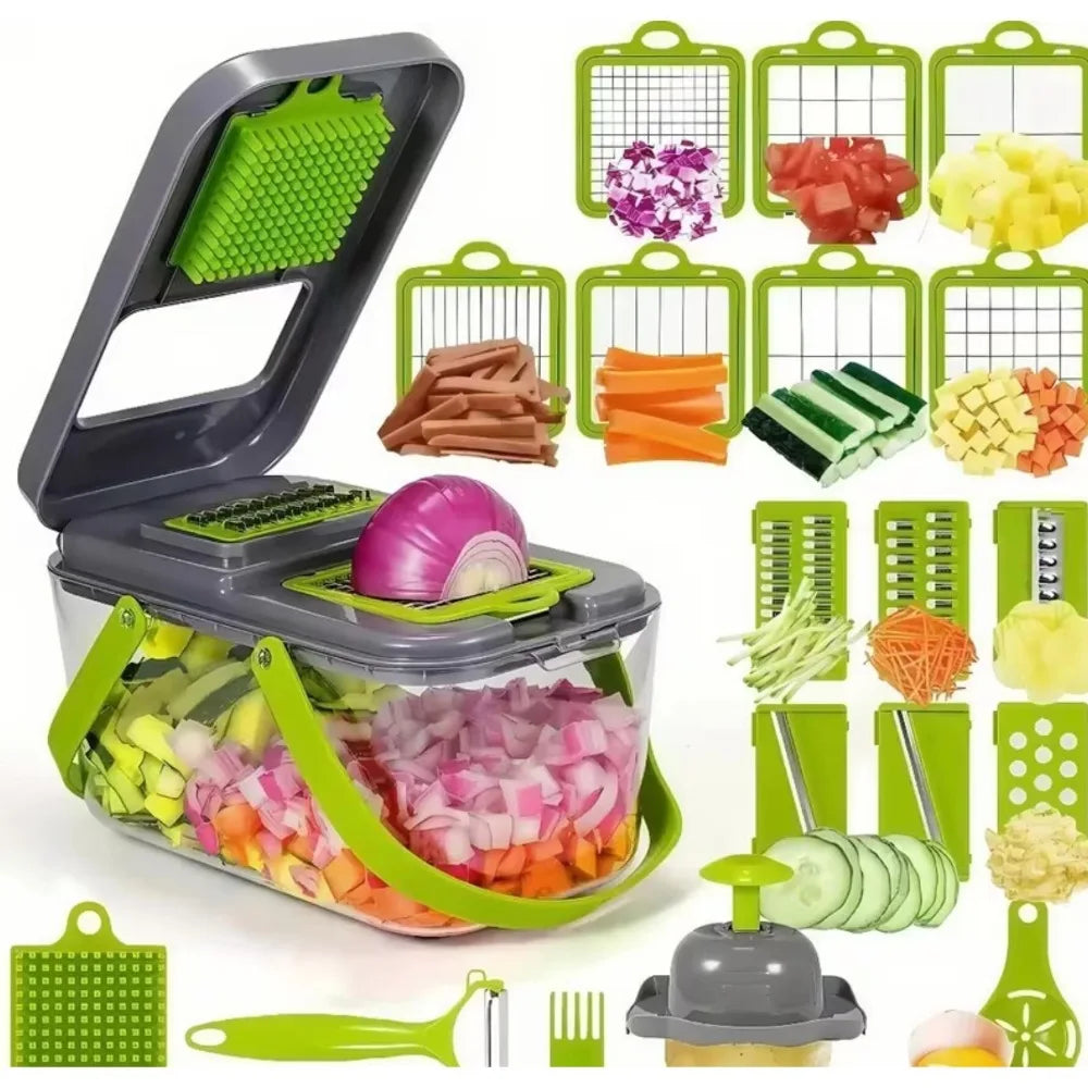 16-in-1 Vegetable Chopper Slicer Dicer Grater – Stainless Steel Vegetable Chopper Slicer Nixie