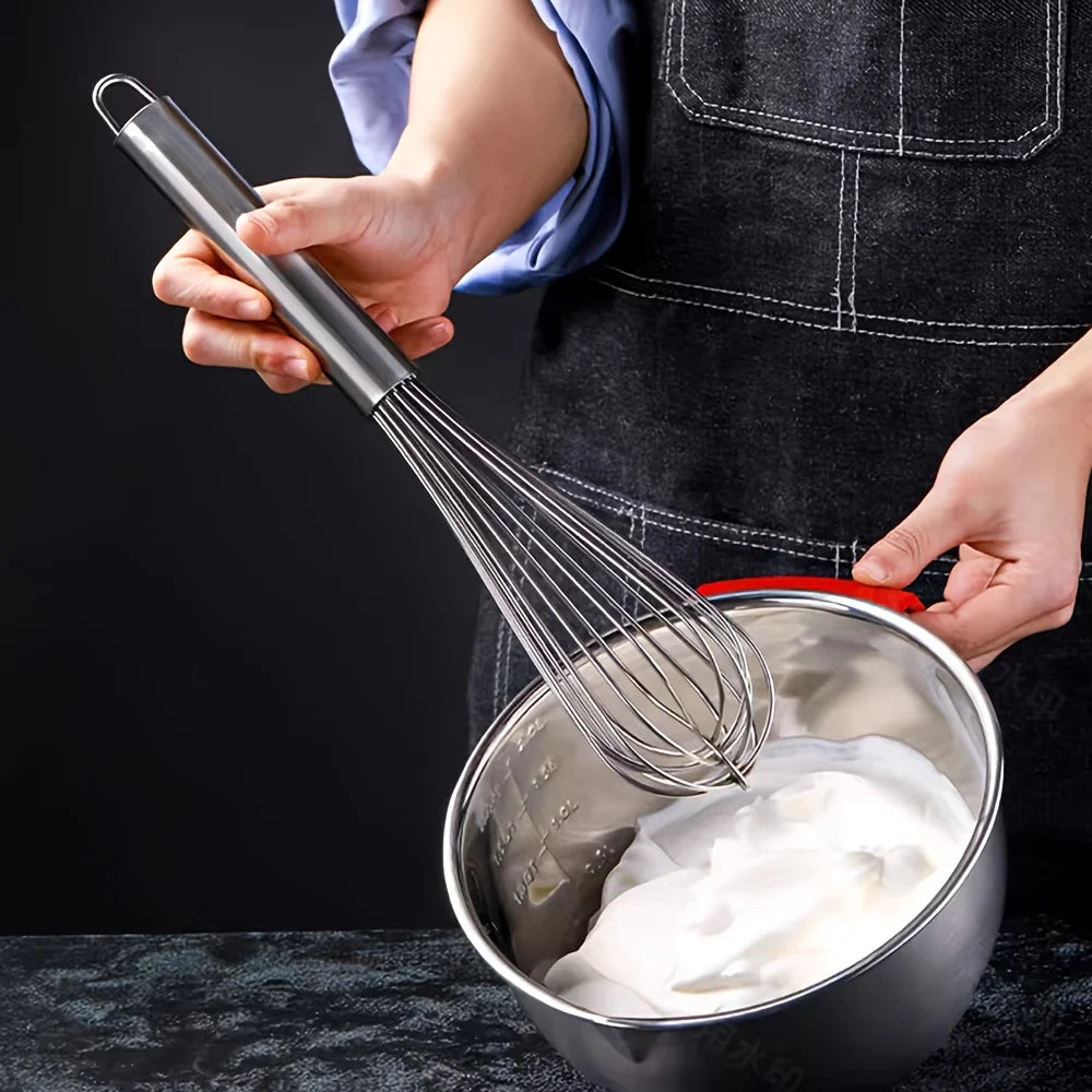 3-Piece Stainless Steel Balloon Whisk Set – 8", 10" & 12" Kitchen Whisk Set Nixie