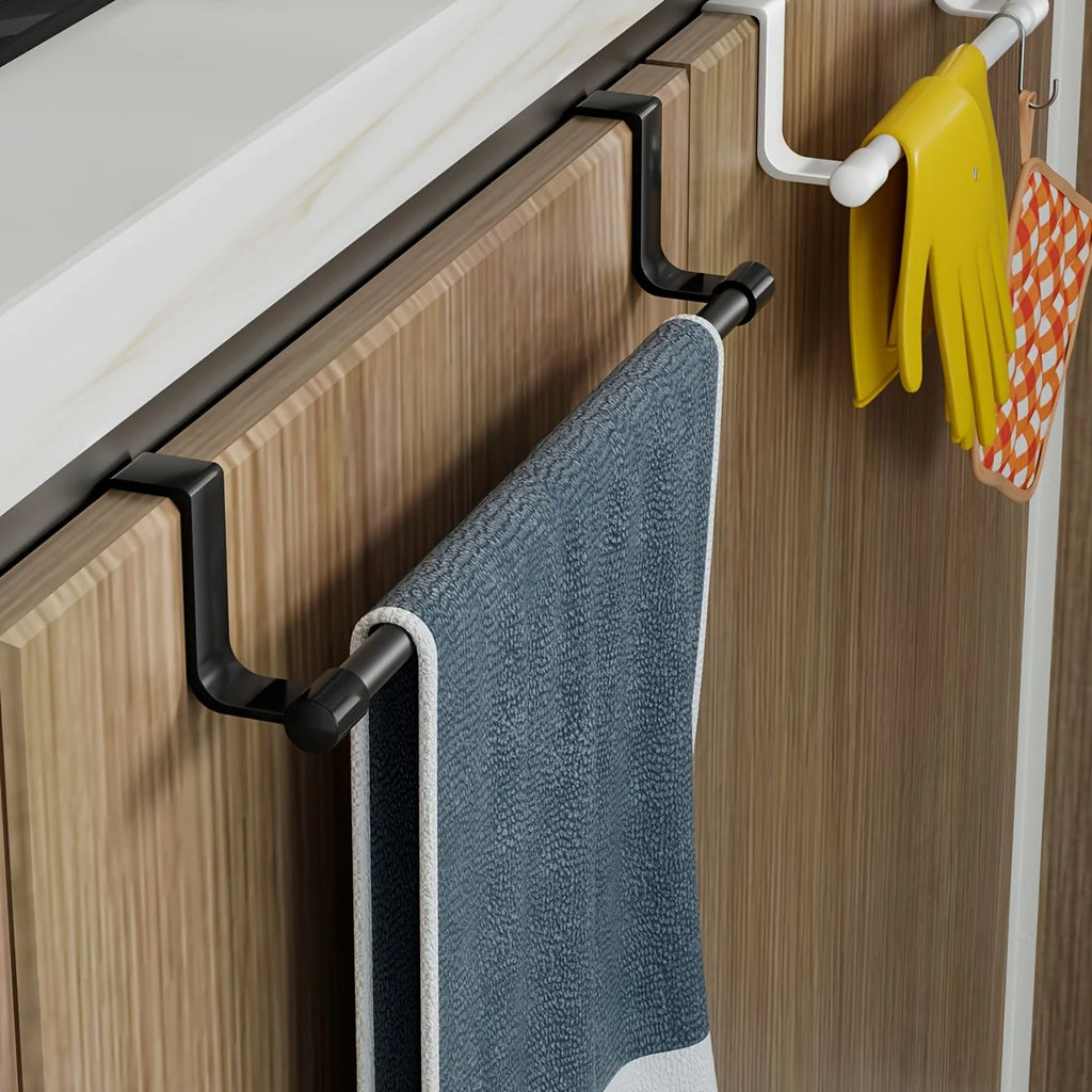 No-Drill Cabinet Door Towel Rack – Single Rod Cloth Hanger Cabinet Door Towel Rack Nixie