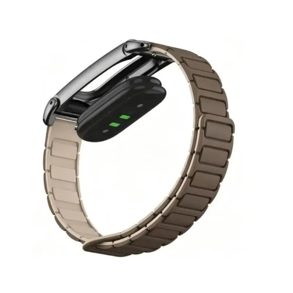 Magnetic Silicone Watch Band with Metal Case for Fitbit Smartwatch Band Nixie
