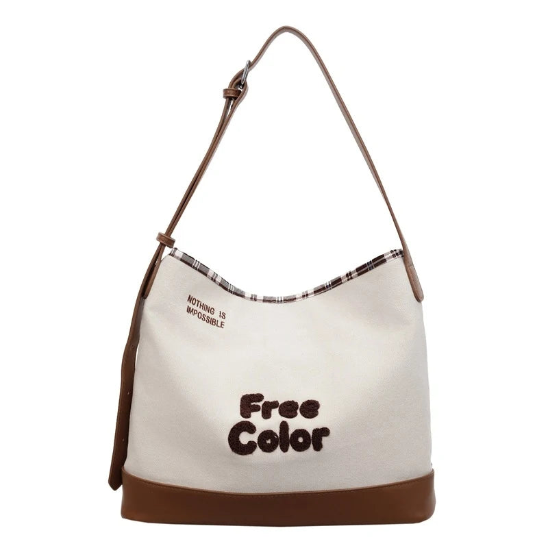 Caramel Embroidered Canvas Crossbody Shoulder Bag for Women Crossbody Shoulder Bag Nixie