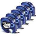 5-Pack 12mm White on Black Label Tape for DYMO LetraTag (913318) Label Tape Refill Nixie 5pack White on Black