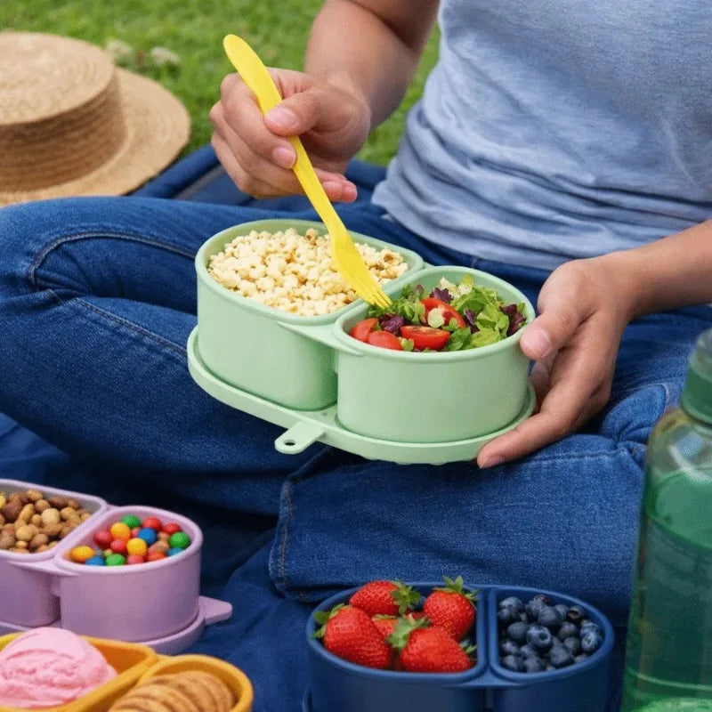 Silicone Lunch Box Double Compartment Snack Container | Nixie