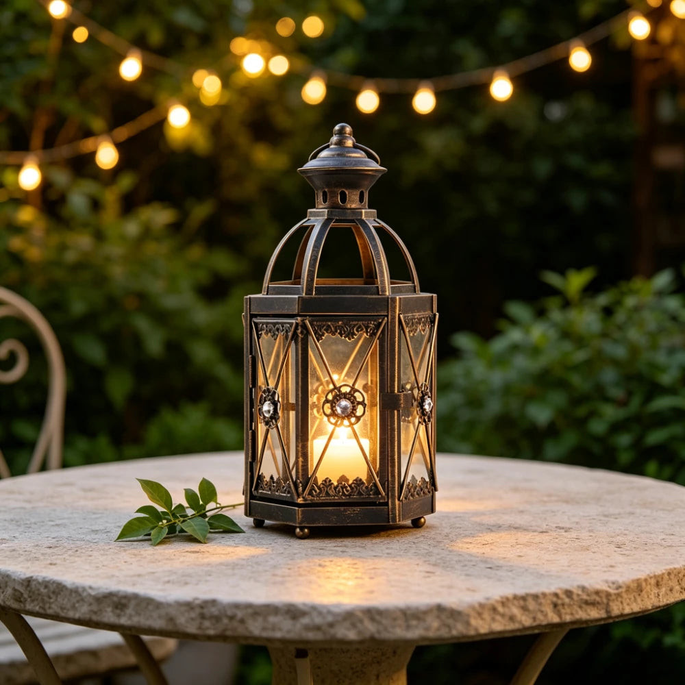Retro Metal Iron Candle Holder Tabletop Candlestick Home Décor