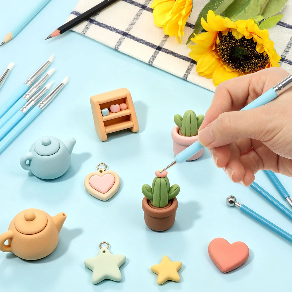 5pc Dual-End Clay Sculpting & Dotting Tools Set – Nail Art Clay Sculpting Tool Set Nixie