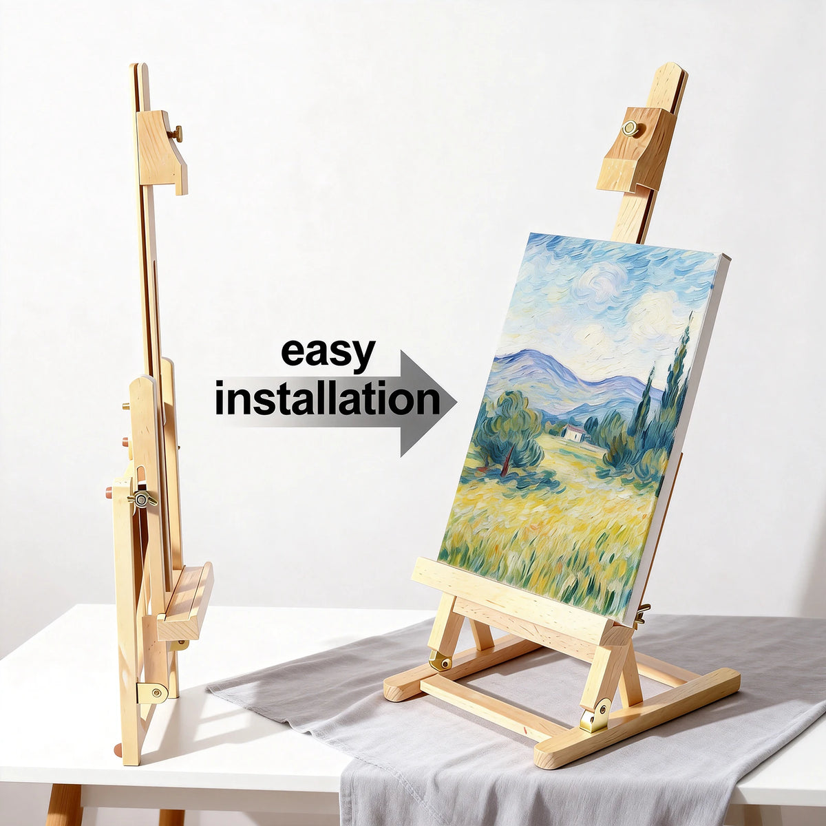 Foldable Wooden Desktop Art Easel – Adjustable Tabletop Stand