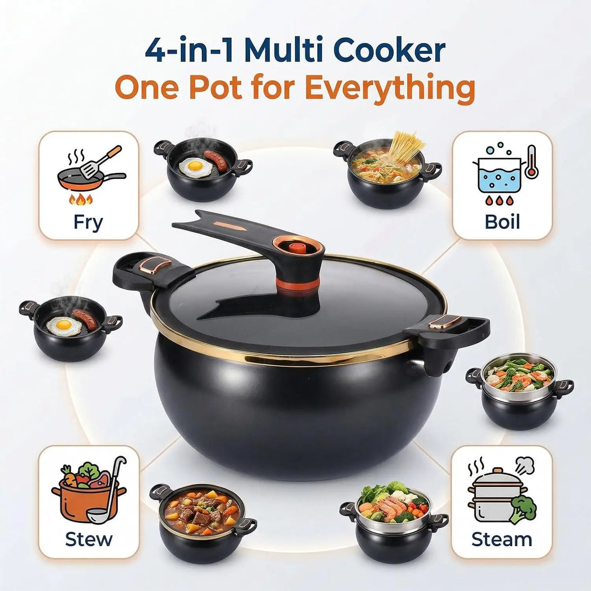 FEB.WIND 8L Cast Iron Ceramic Soup Pot – Gas & Induction Ceramic Soup Pot Nixie
