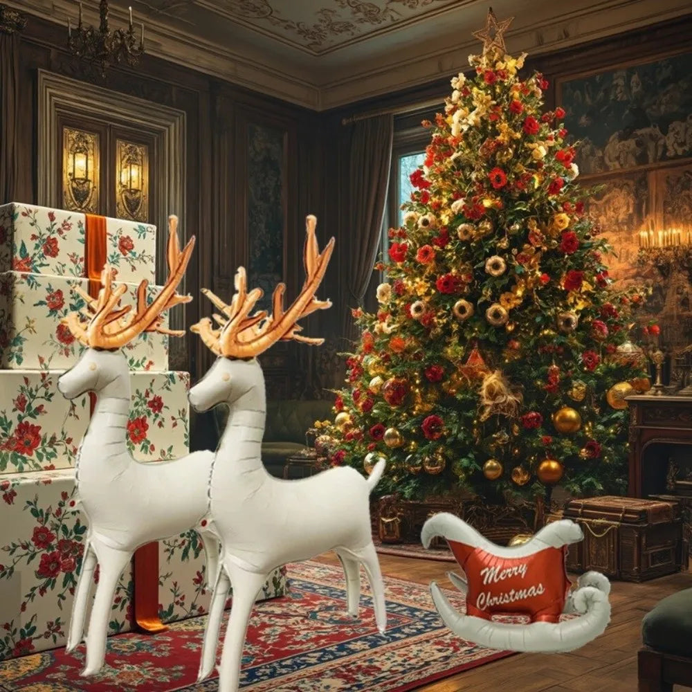 Christmas Foil Balloon Reindeer & Sled – Holiday Decoration Holiday Foil Balloon Nixie