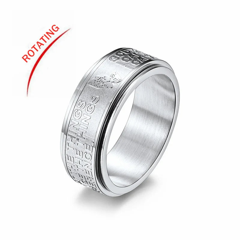 Stainless Steel Spinner Fidget Ring – Punk Skull Star Unisex Spinner Fidget Ring Nixie 12 Silver