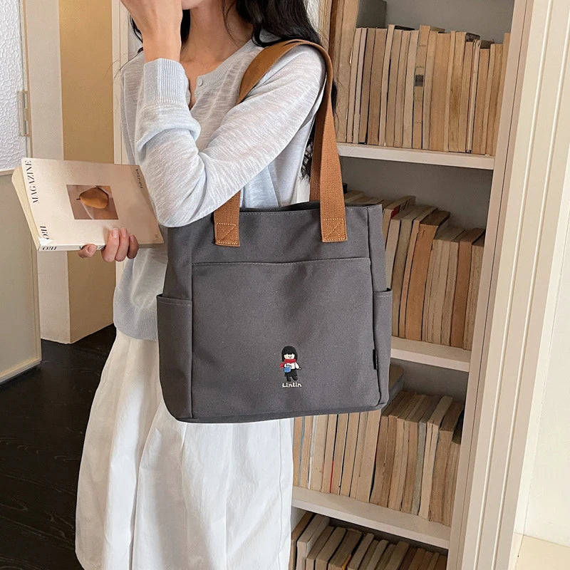Korean Cartoon Canvas Tote Bag – Large Women's Handbag Canvas Tote Bag Nixie
