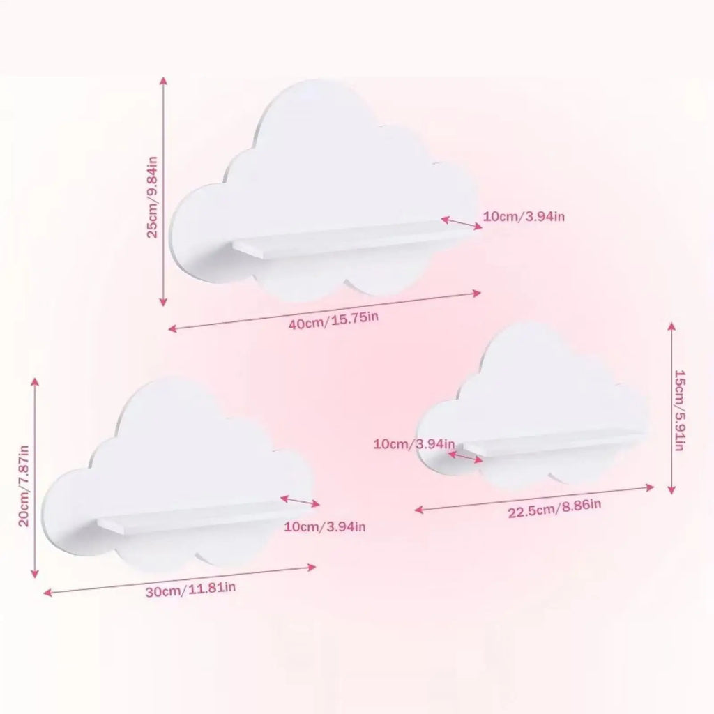 Boho Cloud Floating Wall Shelves Set of 3 – Kids Room Décor Floating Wall Shelf Nixie