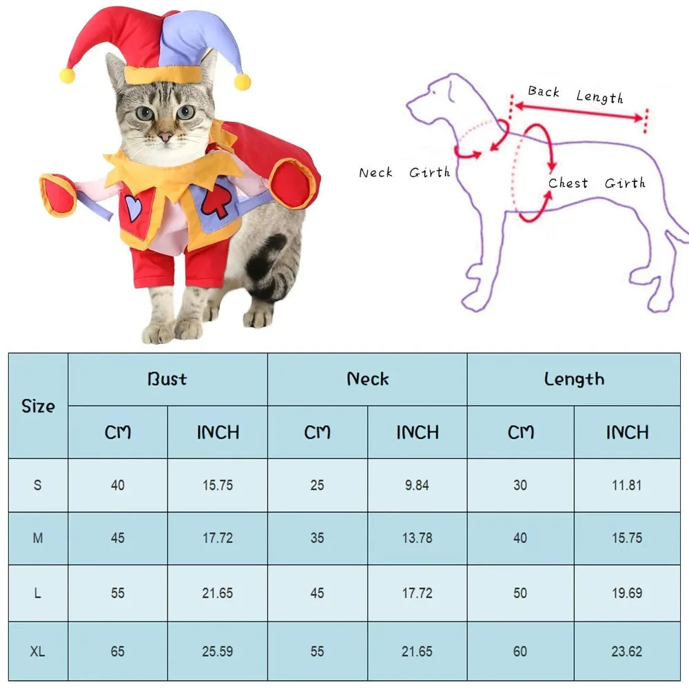 Clown Joker Dog & Cat Costume | Funny Halloween Pet Outfit Pet Costume Nixie