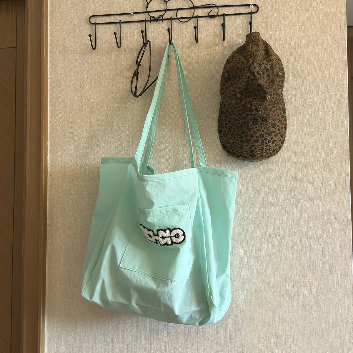 Women's Large Nylon Tote Shoulder Bag – Casual Commuter Tote Shoulder Bag Nixie Green
