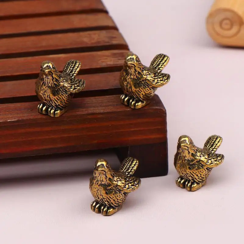 4pcs Mini Brass Bird Ornaments for Outdoor Birdbaths & Bowls