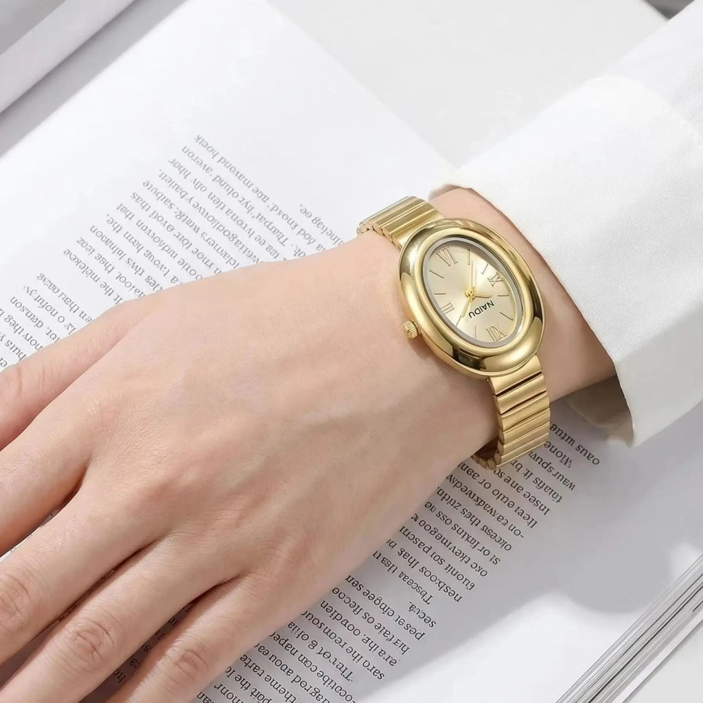 Naidu Oval Quartz Watch – Roman Numeral Light Luxury Style Oval Quartz Watch Nixie