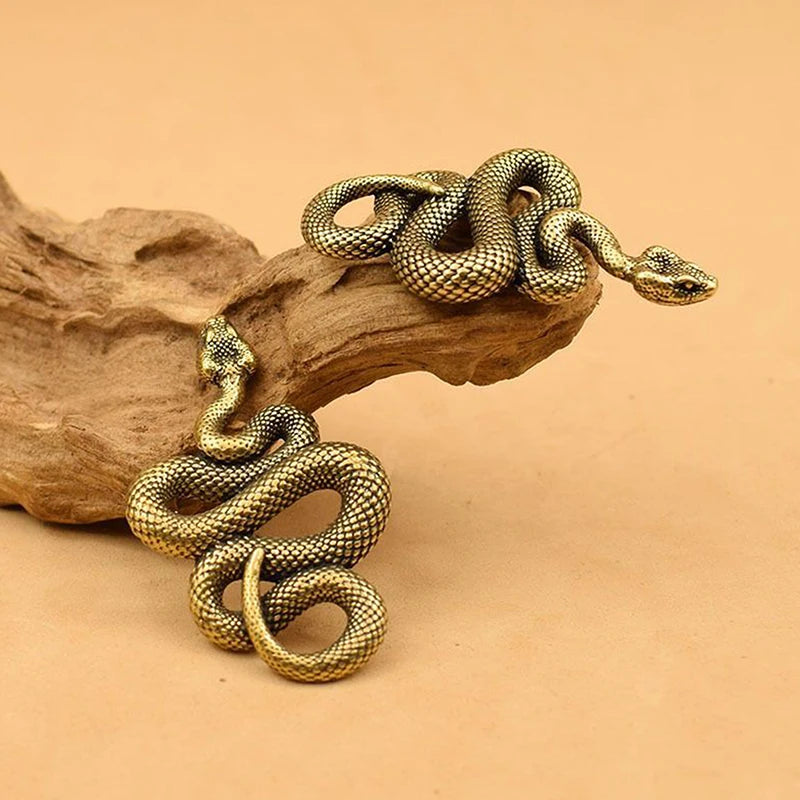 Copper Brass Mini Snake Figurine Antique Bronze Ornament Decorative Figurine Nixie