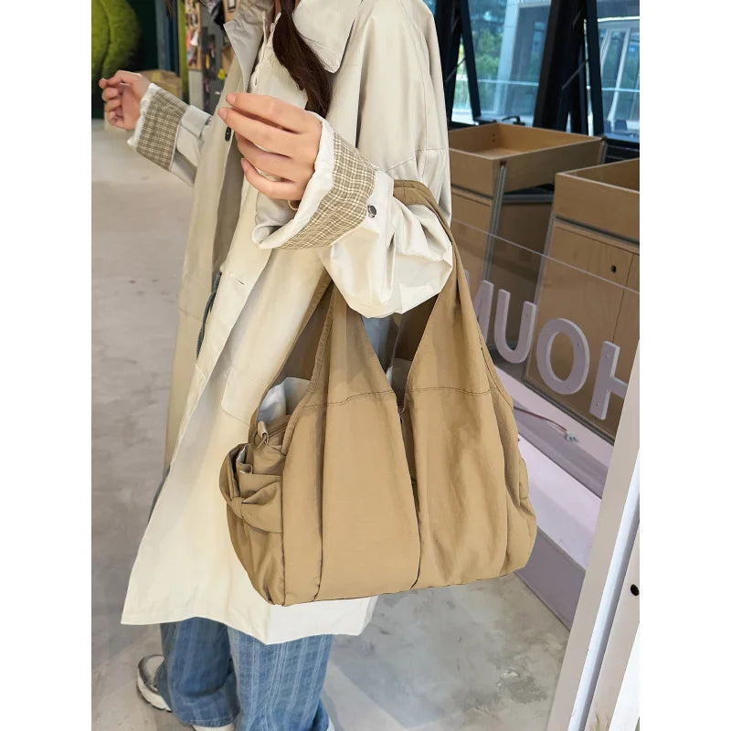 Japanese Minimalist Large-Capacity Shoulder Bag – Multi-Pocket