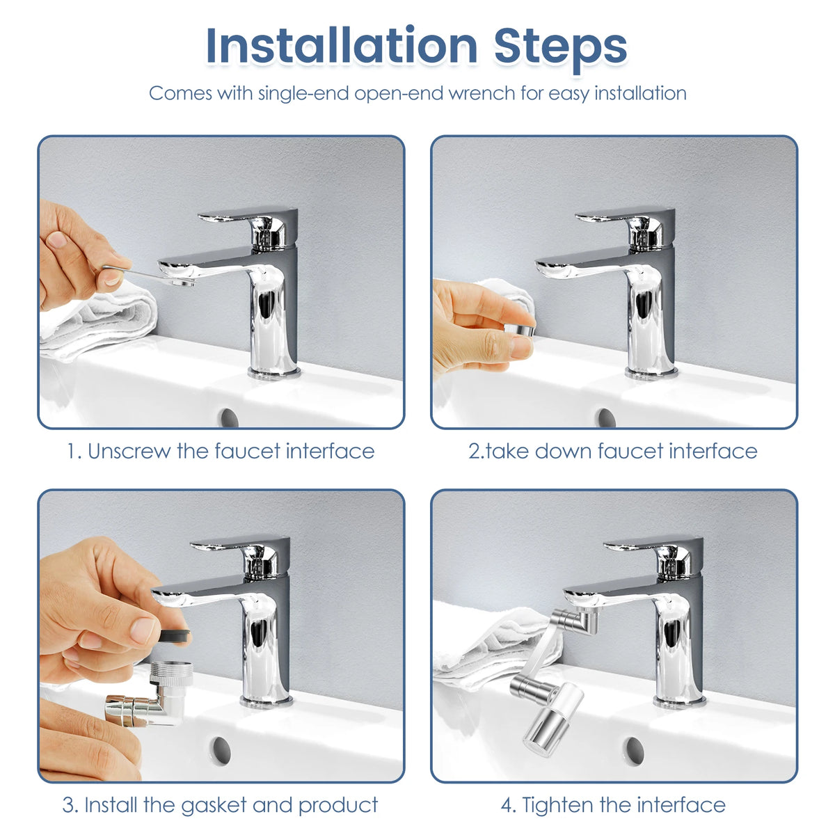 1080° Swivel Faucet Aerator Extender – Kitchen & Bathroom Faucet Aerator Extender Nixie