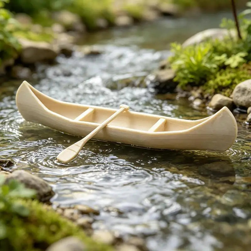 Miniature Canoe Boat Model Figurine Desktop Dollhouse Ornament Miniature Figurine Ornament Nixie