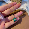 Green Snowflake Pendant Necklace | Gold Plated Clavicle Chain Pendant Necklace Nixie XL1979-12