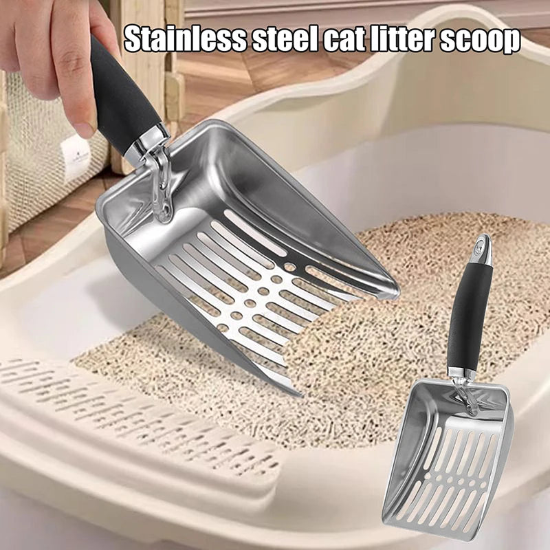 Stainless Steel Cat Litter Scoop – Long Handle Pet Cleaning Tool Cat Litter Scoop Nixie
