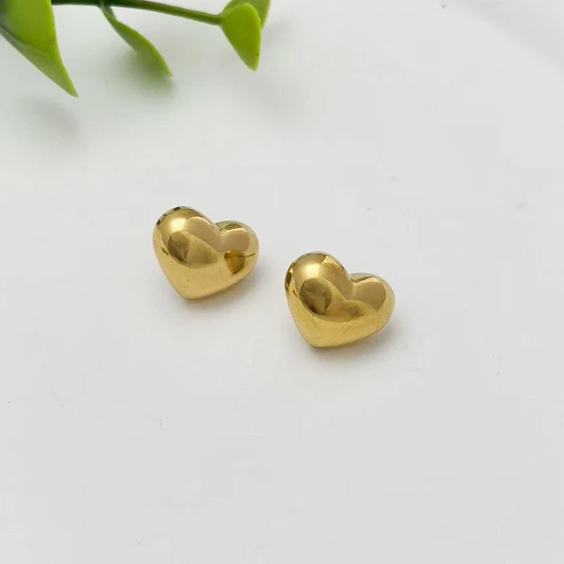 Heart Stud Earrings – 14K Gold Plated Stainless Steel | Women Stud Earrings Nixie