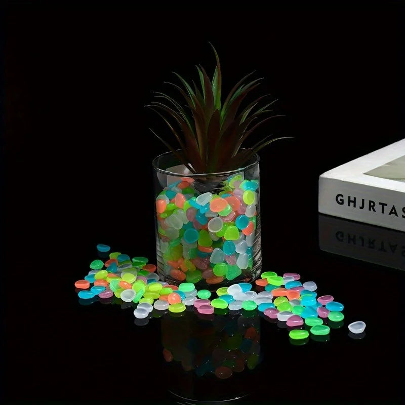 100pcs Glow in the Dark Pebbles – Garden, Landscape & Flower Pots Decorative Garden Pebbles Nixie MULTI