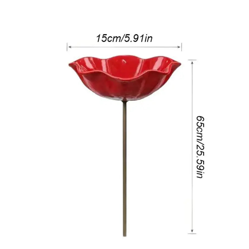 Handmade Metal Flower Garden Stake Bird Bath & Waterer Garden Stake Decor Nixie