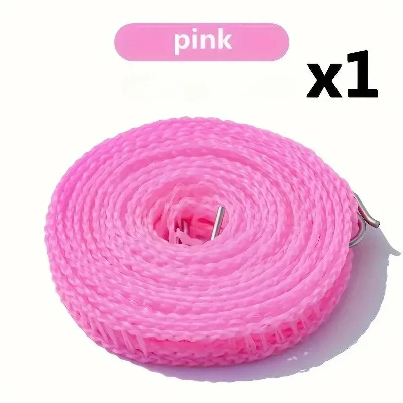 Portable Nylon Travel Clothesline – Windproof Camping Drying Line Camping Clothesline Nixie Pink10M