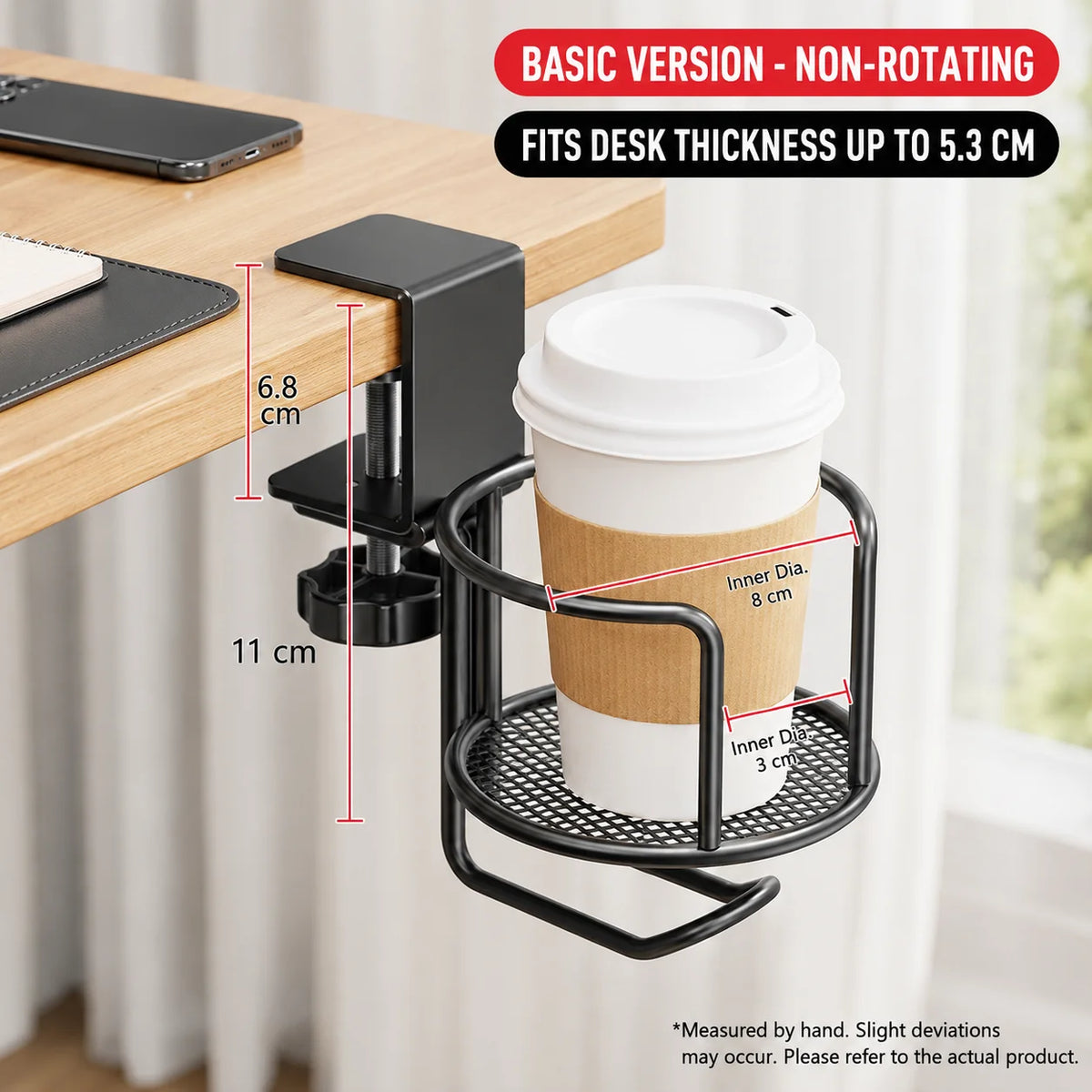 Rotating Table Edge Cup Holder – No-Drill Clamp Tumbler Stand Clamp Cup Holder Nixie Basic Version