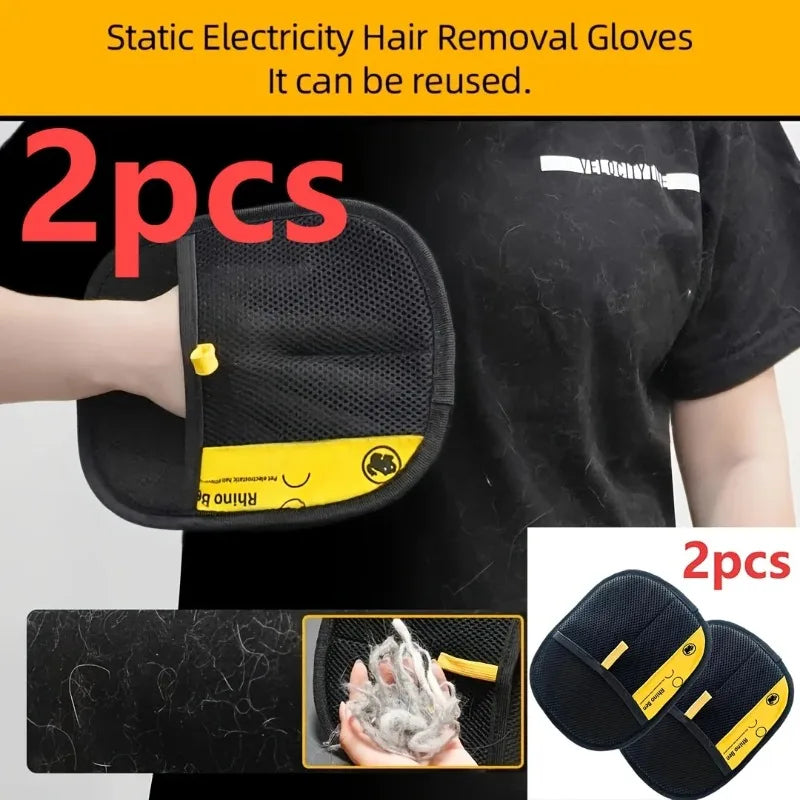 Double-Sided Pet Hair Brush & Anti-Shedding Grooming Gloves
