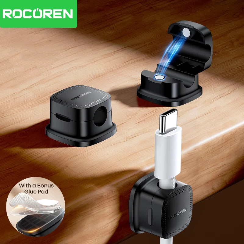 ROCOREN 30-Pack Magnetic Cable Organizer Clips for Desk