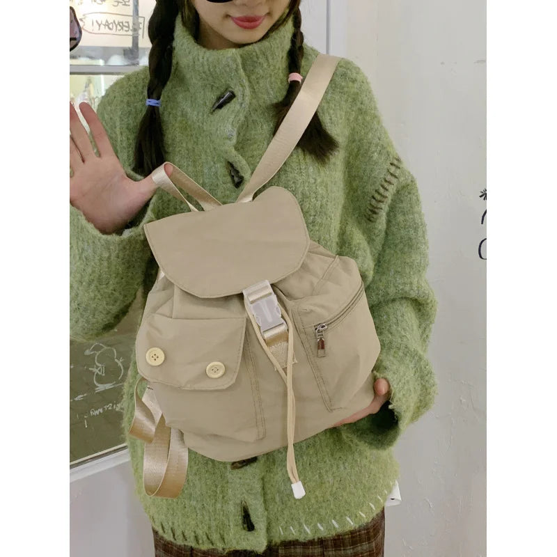 Korean-Style Nylon Backpack – Casual College Travel Bag Nylon Backpack Nixie