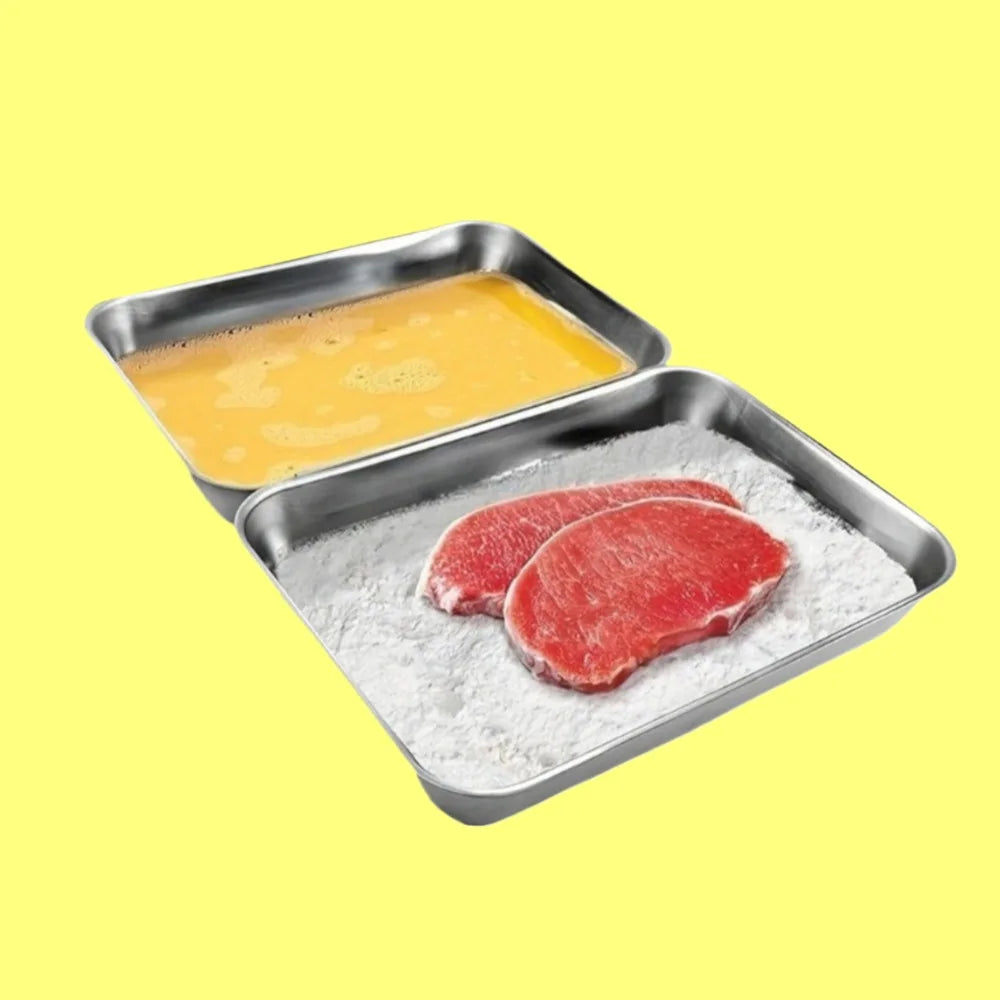 Stainless Steel Breading Pan Set – Food Prep & Marinating Trays