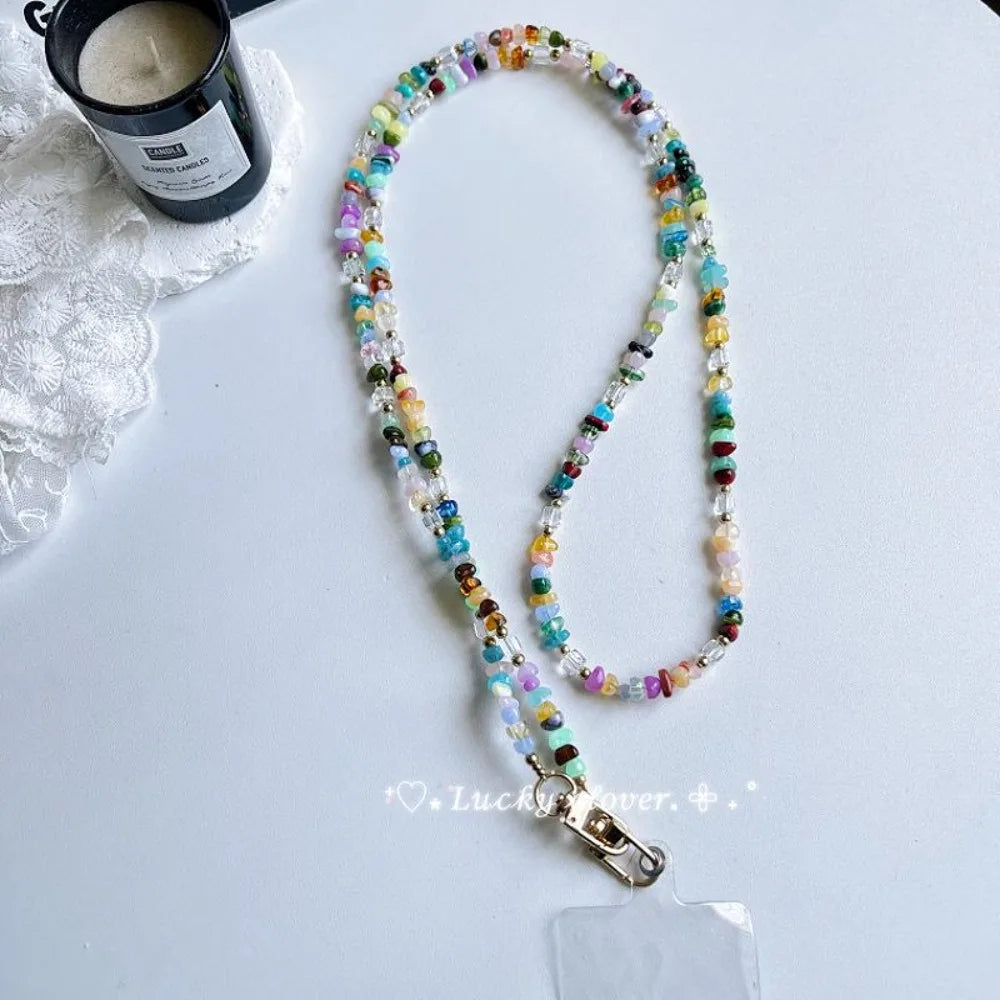 Gravel Bead Phone Lanyard – Adjustable Crossbody Strap Phone Lanyard Strap Nixie A2