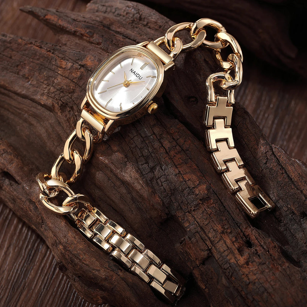 Women's Hollow-Out Bracelet Watch – Retro Quartz Wristwatch Bracelet Watch Nixie