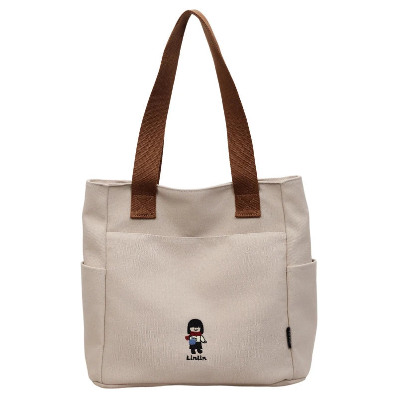 Korean Cartoon Canvas Tote Bag – Large Women's Handbag Canvas Tote Bag Nixie