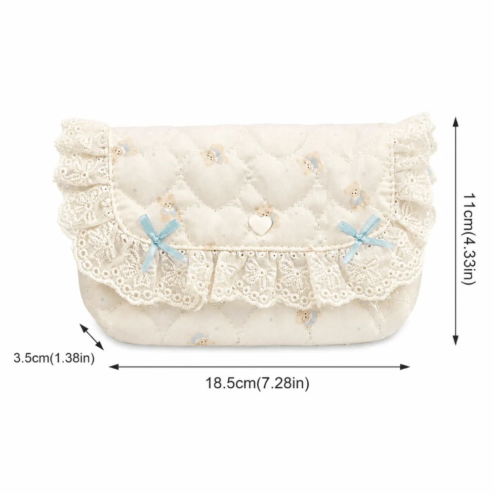 Kawaii Lace Ruffle Flip Pencil Case – Cute Cartoon Pen Bag Pencil Case Nixie